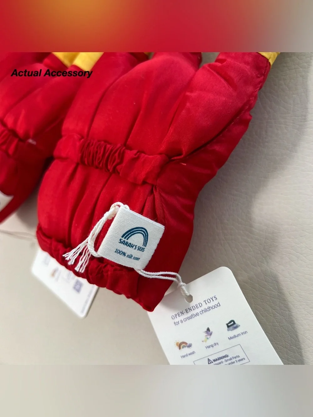 NWT: SARAH’S SILKS DINOSAUR CLAWS IN RED & YELLOW (OS)